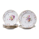 Zwei Vorspeisenteller und f&uuml;nf Dessertteller mit Blumen und Insekten, Meissen, um 1840/50