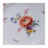 F&uuml;nf Speiseteller mit Blumen und Insekten, Meissen, um 1850 (vier), 1924-1934 (einer)