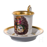 Studentica Tasse &bdquo;Corps Franconia Jena" mit Untertasse, datiert 1859