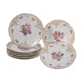 Acht Dessertteller mit Blumenmalerei, Nymphenburg, 1. H&auml;lfte des 20. Jhdts.