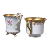 Ansichtentasse Ordenspalais (Prinz-Karl-Palais) , Untertasse, KPM, 1837-47/ Tasse, Meissen, um 1810