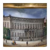 Ansichtentasse Ordenspalais (Prinz-Karl-Palais) , Untertasse, KPM, 1837-47/ Tasse, Meissen, um 1810