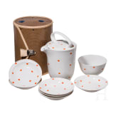 A porcelain travel cutlery in suitcase "Koffergeschirr 20:1", Otto Koch, 1938 (design), Rosenthal-Selb, circa 1950 (finish)