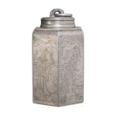 An engraved south German pewter container, dated, 1660