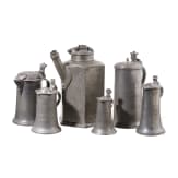 A group of German pewter jugs, 18th century