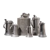 A group of German pewter jugs, 18th century