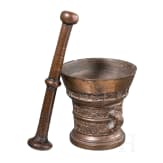 A bronze mortar, dated 1654