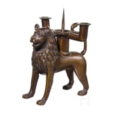 A miniature lion candlestick in medieval style, Germany, ca. 1880
