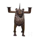 A miniature lion candlestick in medieval style, Germany, ca. 1880