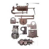 Eight iron locks, German and Asian, circa 1800
