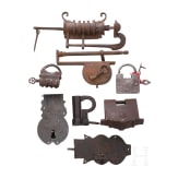 Eight iron locks, German and Asian, circa 1800