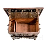 A German war chest with wrought iron stand, dated 1708