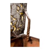 A German war chest with wrought iron stand, dated 1708