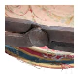 Faldstool, Italy, 17th century, in part 19th century, wrought iron, brass finials, textile seat