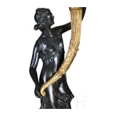 A pair of French partially gilt bronze candelabras, probably 20th century