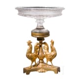 A gilt-bronze and glass centerpiece with roosters, France, 19th century