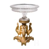 A gilt-bronze and glass centerpiece with roosters, France, 19th century