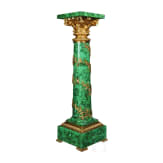 A pair of gilt-bronze mounted column pedestals with malachite painting, probably French, 20th century