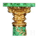 A pair of gilt-bronze mounted column pedestals with malachite painting, probably French, 20th century