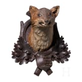 A wooden Berchtesgaden foxhead trophy, dated 1905