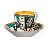 A porcelain cup with saucers with dominoes, Popov factory, dated 1840