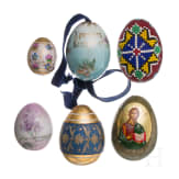 Five porcelain and one marble Easter egg, Russia, late 19th - late 20th century