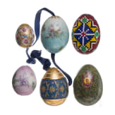 Five porcelain and one marble Easter egg, Russia, late 19th - late 20th century