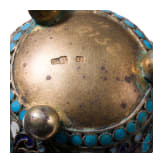 Cloisonn&eacute;-Email-Servierbesteck und Salieren, Russland, Moskau, Gustav Klingert, 1908-1917 / Sowjetunion, nach 1958 (L&ouml;ffelchen)