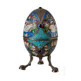 Gro&szlig;es Cloisonn&eacute;-Email-Ei mit Schw&auml;nen, 2. H&auml;lfte des 20. Jhdts.