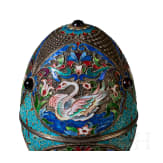 Gro&szlig;es Cloisonn&eacute;-Email-Ei mit Schw&auml;nen, 2. H&auml;lfte des 20. Jhdts.