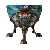 Gro&szlig;es Cloisonn&eacute;-Email-Ei mit Schw&auml;nen, 2. H&auml;lfte des 20. Jhdts.