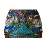 Gro&szlig;es Cloisonn&eacute;-Email-Ei mit Schw&auml;nen, 2. H&auml;lfte des 20. Jhdts.