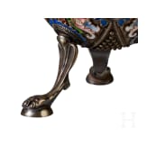 Gro&szlig;es Cloisonn&eacute;-Email-Ei mit Schw&auml;nen, 2. H&auml;lfte des 20. Jhdts.