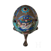 Gro&szlig;es Cloisonn&eacute;-Email-Ei mit Schw&auml;nen, 2. H&auml;lfte des 20. Jhdts.