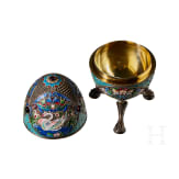 Gro&szlig;es Cloisonn&eacute;-Email-Ei mit Schw&auml;nen, 2. H&auml;lfte des 20. Jhdts.