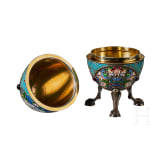 Gro&szlig;es Cloisonn&eacute;-Email-Ei mit Schw&auml;nen, 2. H&auml;lfte des 20. Jhdts.