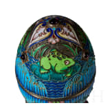 Cloisonn&eacute;-Email-Ei mit Frosch, 2. H&auml;lfte des 20. Jhdts.