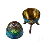 Cloisonn&eacute;-Email-Ei mit Frosch, 2. H&auml;lfte des 20. Jhdts.
