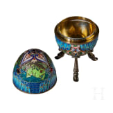 Cloisonn&eacute;- Email-Ei mit Frosch, 2. H&auml;lfte des 20. Jhdts.