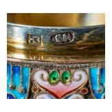 Cloisonn&eacute;- Email-Ei mit Frosch, 2. H&auml;lfte des 20. Jhdts.