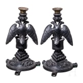 Ein paar seltene Kerzenleuchter in Form von russischem Doppeladler, wohl Russland Mitte 19 Jhdt.