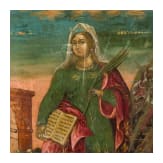 A large icon showing Saint Catherine and scenes of her life, Russia, 19th century