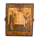 A Russian icon showing Saints Blaise and Tichon, 17th century