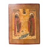 An icon showing the Monksaints Zosima and Savatii, Russia, circa 1800