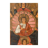 Three Russian icons: the Synaxis of the Archangels, Mother of God "joy to all who grieve" and Saint Nicholas of Myra, Russia, 19th century