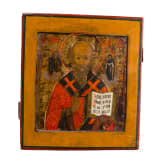 Two icons the Pokrov Mother of God and Saint Nicholas of Myra, Russia, 19th century