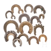 Six silver halos and nine brass halos, Russia, 19th century
