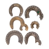 Six silver halos and nine brass halos, Russia, 19th century
