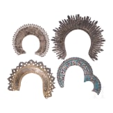 13 halos: 1 silver and cloisonn&eacute;-enamel, 3 silver, 9 brass, Russia, 19th/early 20th century