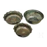Three large bronze bowls, Timurid, 14th century